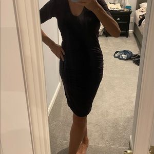 James Perse T Shirt Dress Chocolate Brown Rouched. Size 3